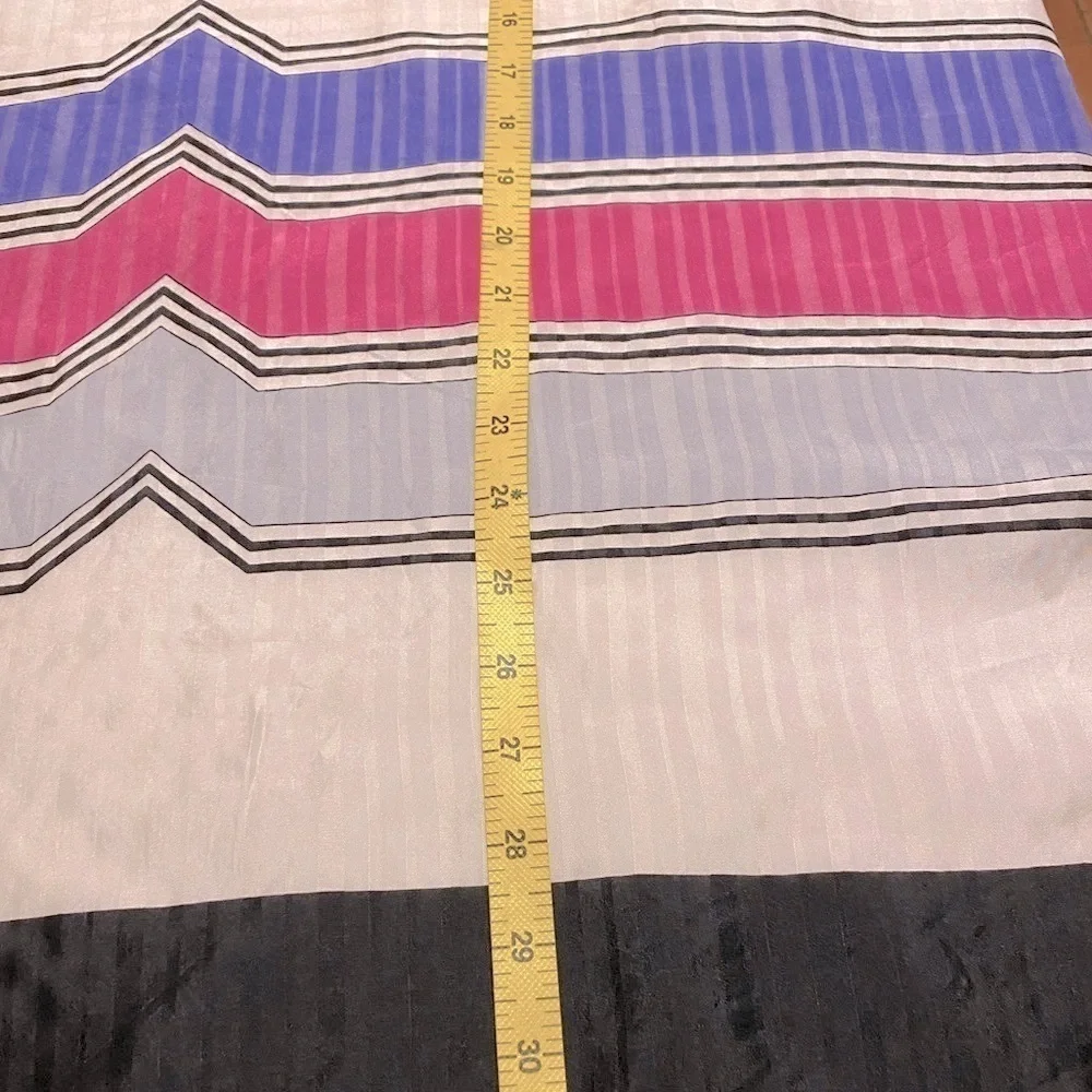 Vintage Vetter Silk Scarf Pink Blue White Black Striped Geometric